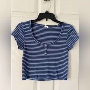 Cotton On |Navy Striped |Short Sleeve | Crop Tee| MEDIUM